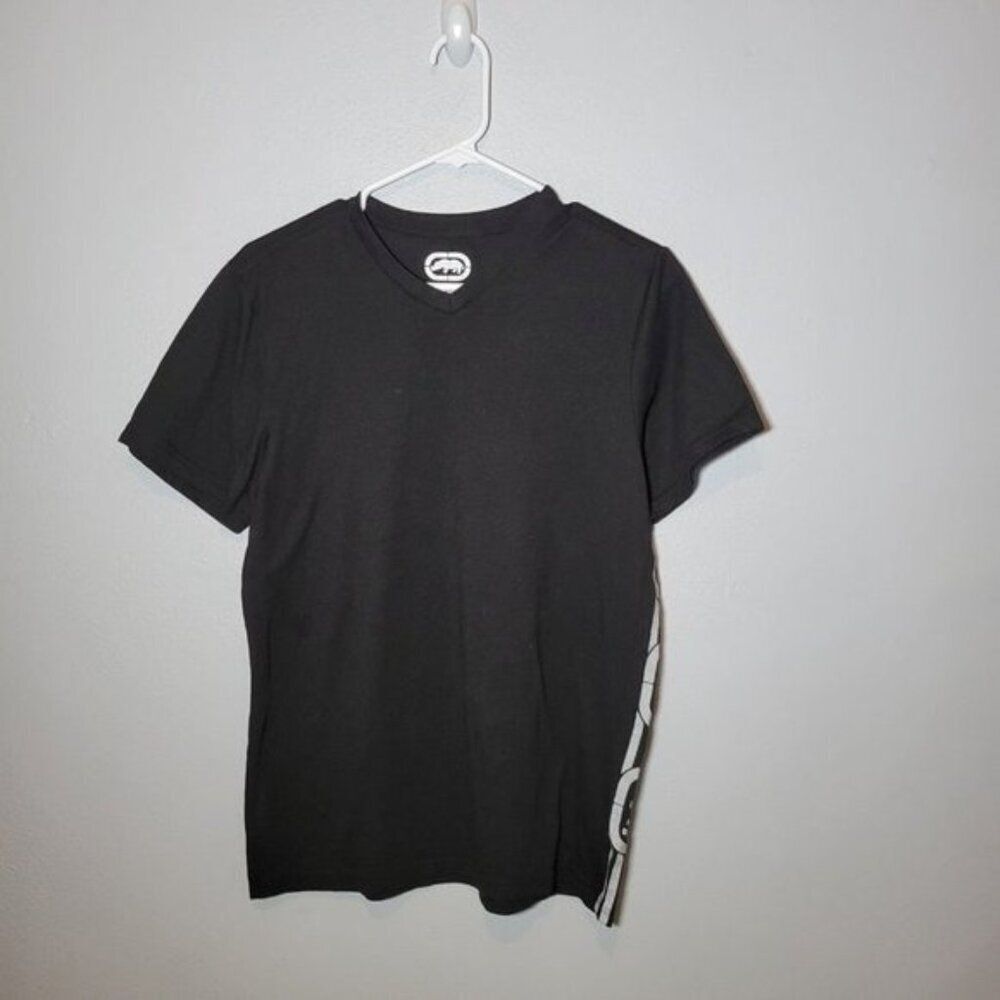 Ecko Unlimited Mens Shirt BlackShort Sleeve Size Small  Vneck Ecko Logo